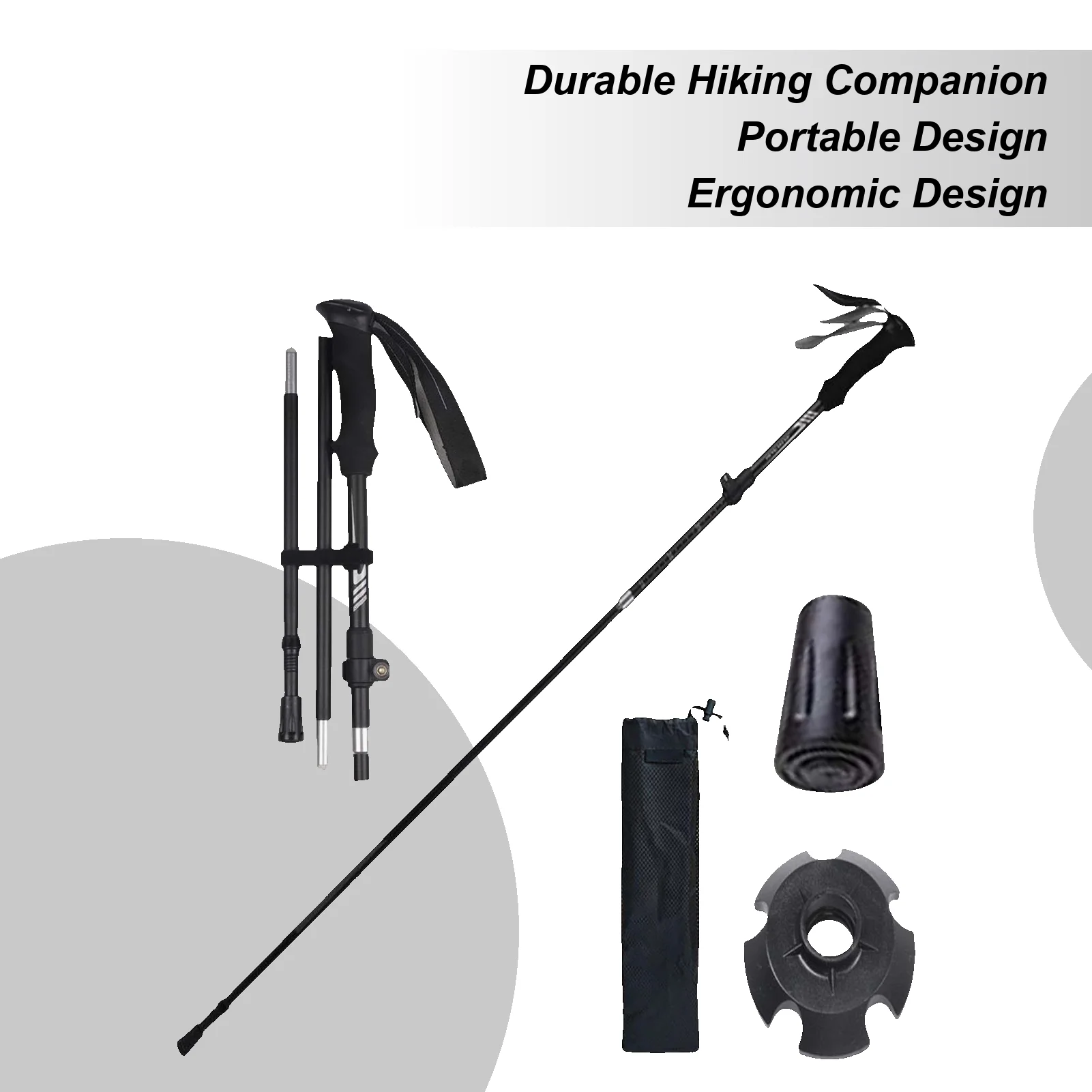 

Telescopic Trekking & Hiking Poles Adjustable Lightweight Aluminum with Anti-Shock Tips for Men Women, Mountain & Backpacking