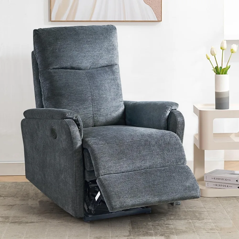 Electric Power Recliner, Breathable Fabric Reclining Chair, USB Ports, Electric Home Theater Seating, Recliners for Small Spaces