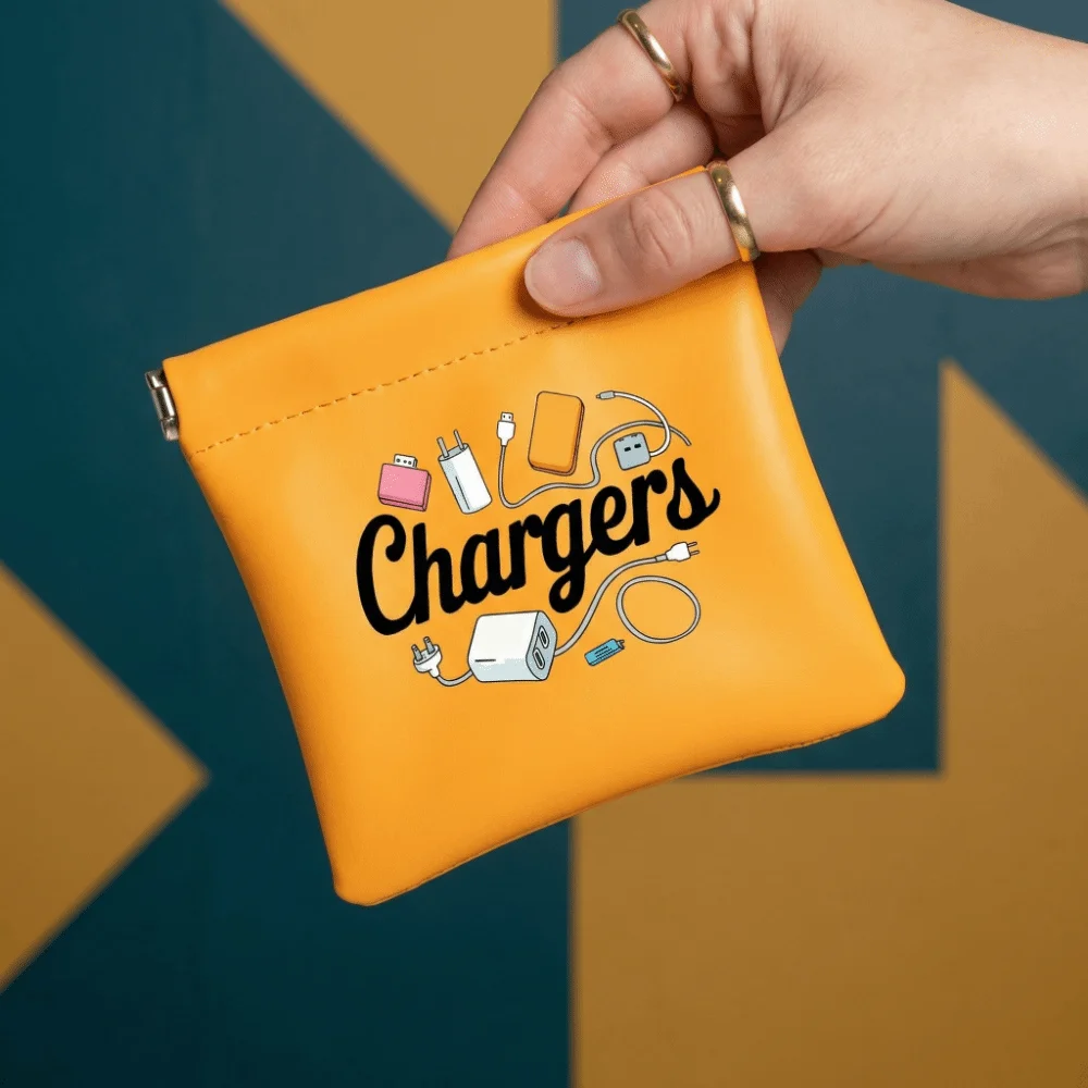 Portable Dust-proof Charger Storage Bag Self-closing Spring Durable Mini Square Handbag Multi-functional Cable Storage Bag Home