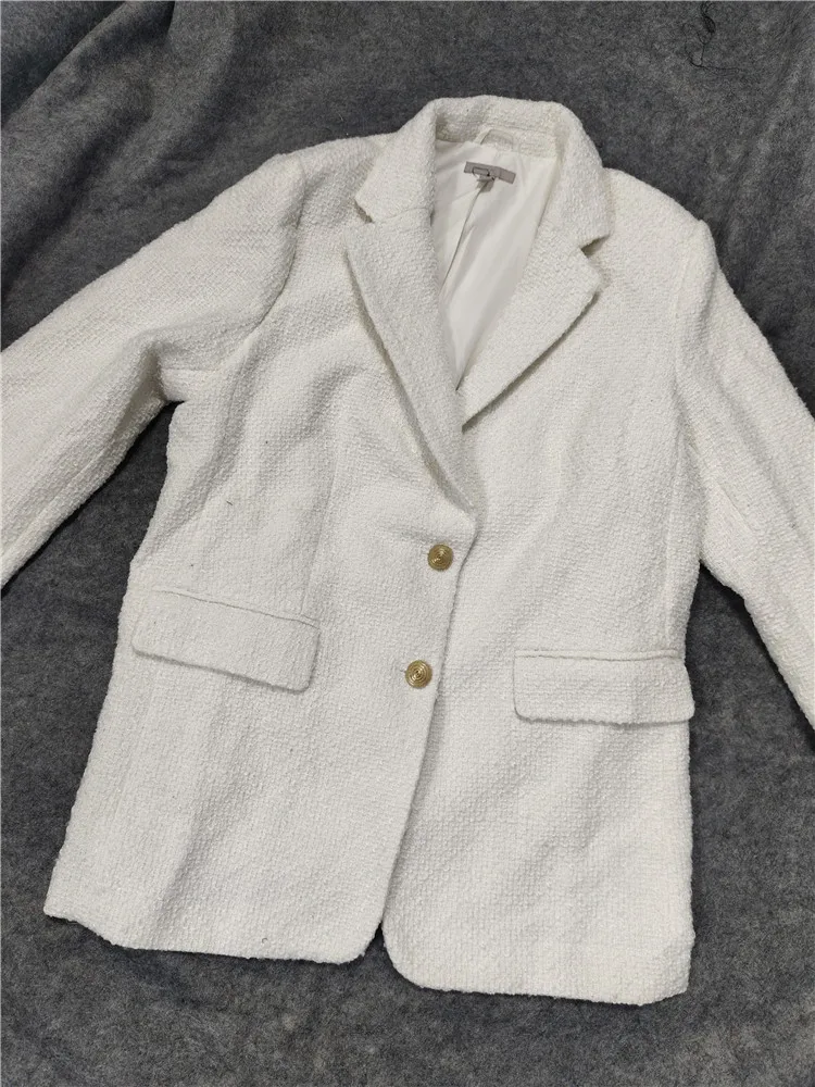 

Весна 2026: Новинка! Женский деловой костюм-пиджак OL, с длинным рукавом, вязаный, на пуговицах, приталенный, класса люкс, модный, из полиэстера.