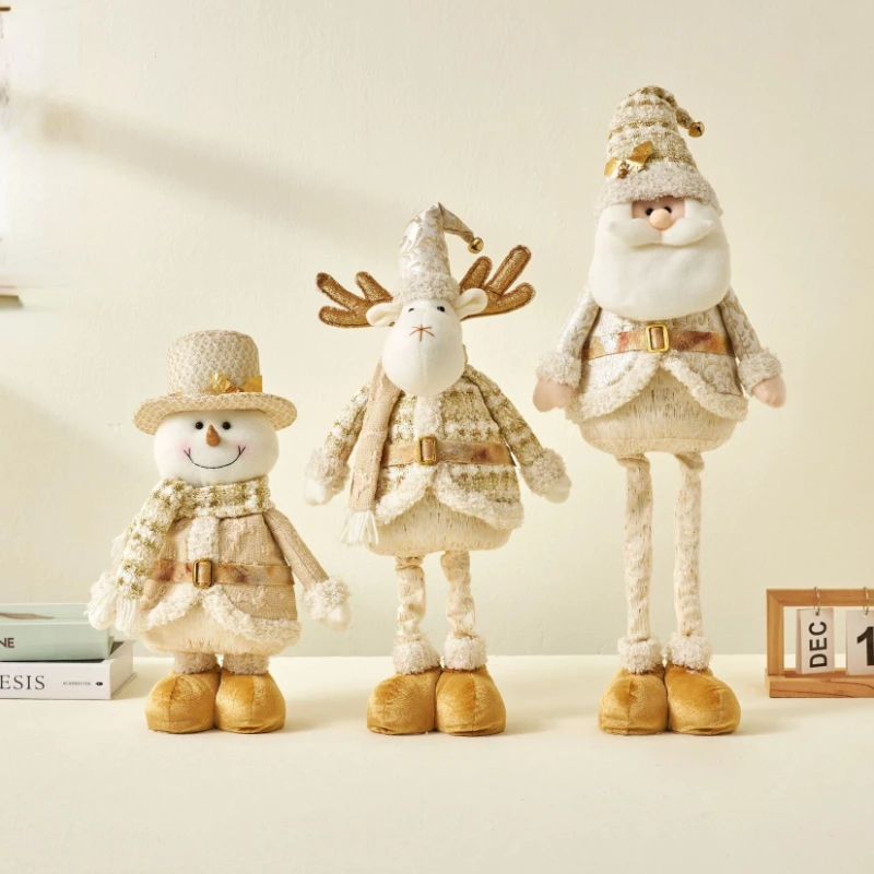 

Christmas Decorations Figurine 75cm Telescopic Christmas Ornament Snowman Reindeer Santa Claus Plaid Standing Home Decor Doll