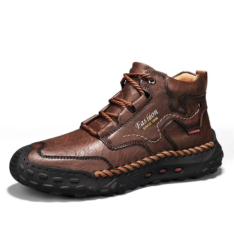 

Cross-Border Men's Casual ort Boots Outdoor Independent Station Trendy Mid-Size Men's oes Ultra-Fiber Leather Boots