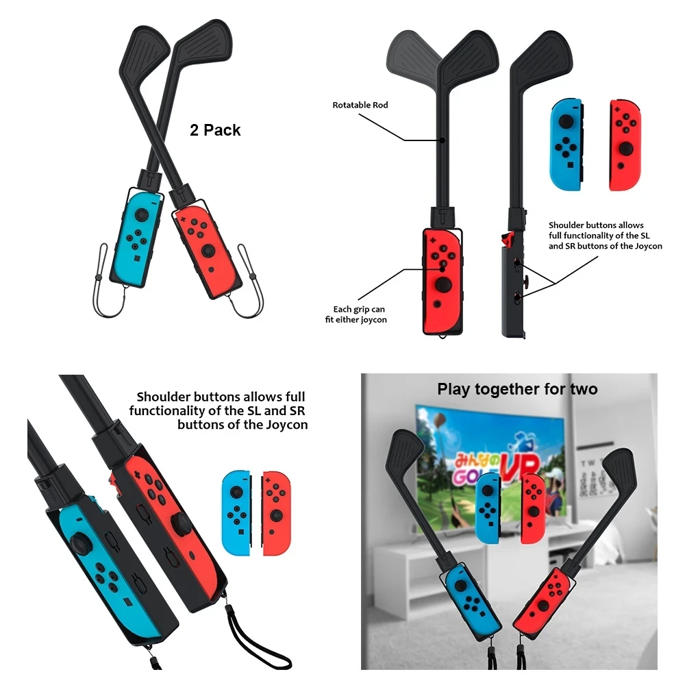 New 10-in-1 Somatosensory Sports Accessories Set for Switch Golf Club Wristband Leg Strap Tennis Racket Set Gaming Accessories