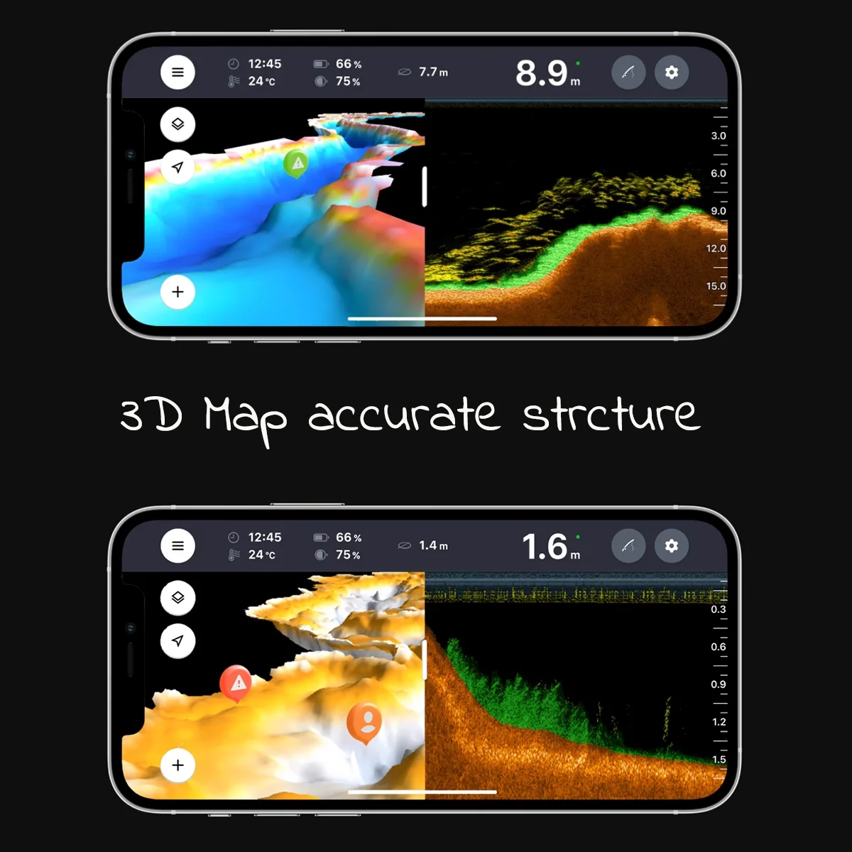 IP67 Waterproof Sonar Fish Finder GPS Smart Bait Boat 15 Hours Battery 3D Map Triple Beam Portable Fishfinder for Carp Fishing
