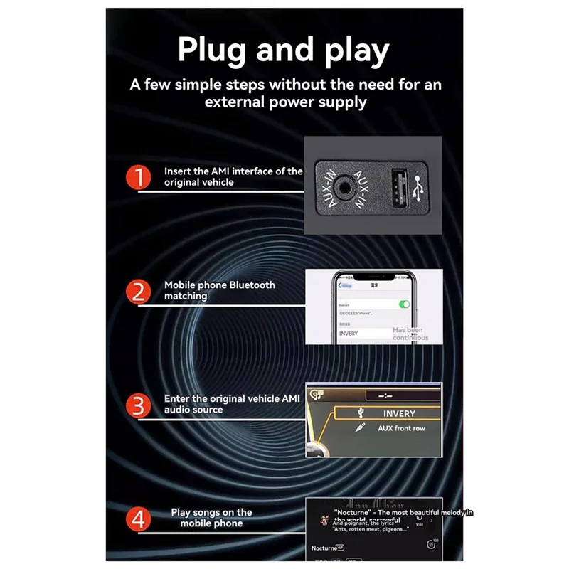 

DIGIT-Bluetooth 5.0 Aptx-HD Adapter And Y Cable For BMW Mini Cooper USB+ AUX Ipod Iphone Music Interface(300B)