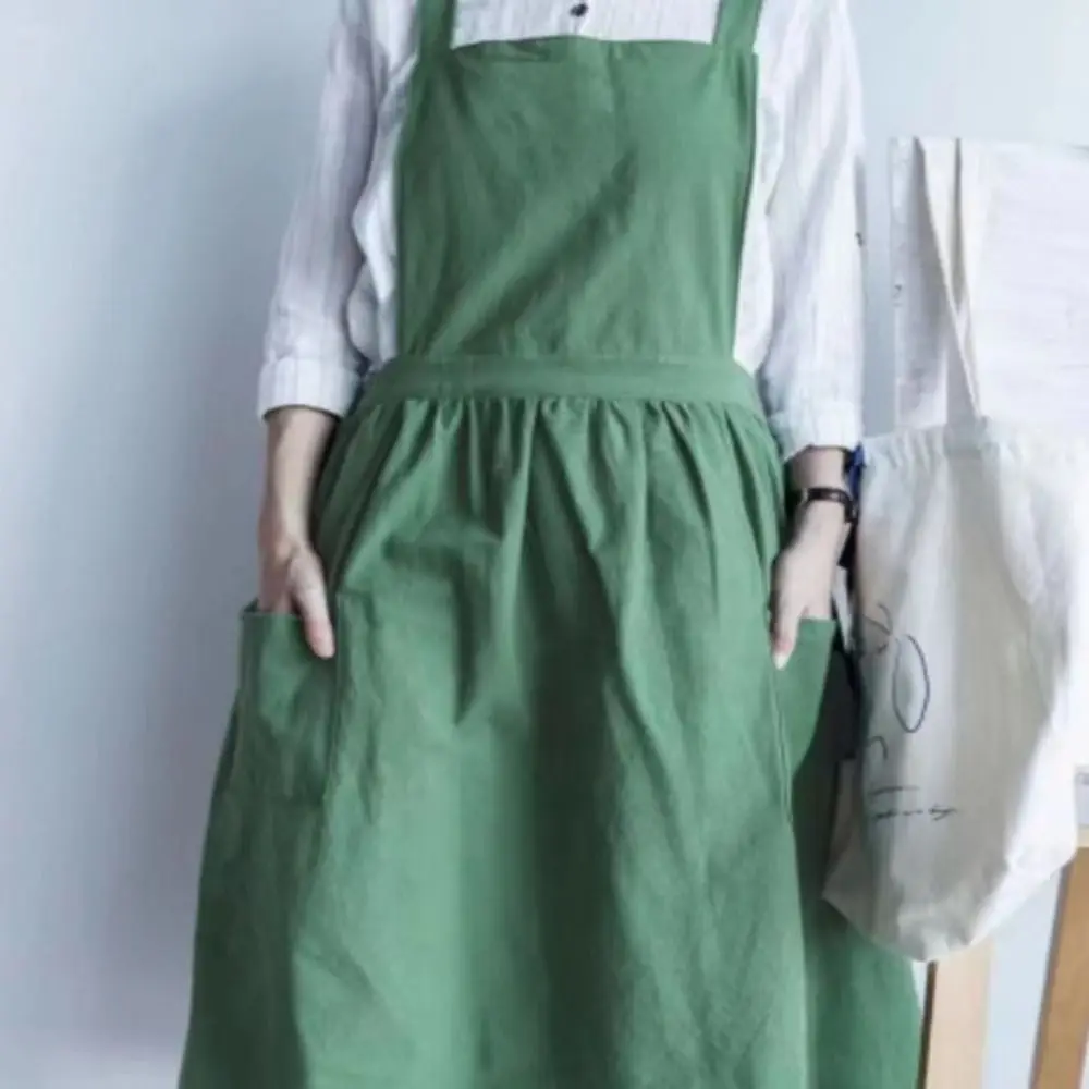 Nordic Cotton Linen Aprons Simple Flower Shop Work Dress Coffee Shops Florist Apron