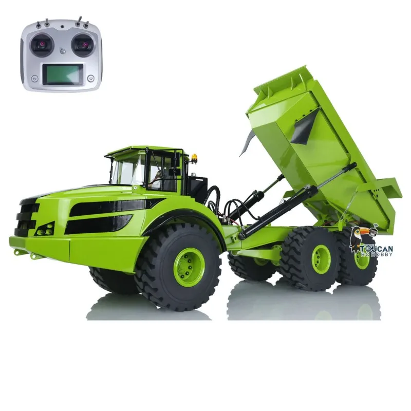 XDRC 1/14 Hidráulico RC Caminhão Articulado RTR 6x6 Dumper Simulação Full Metal A40G Modelo Som Luz Rádio Motor Tipper