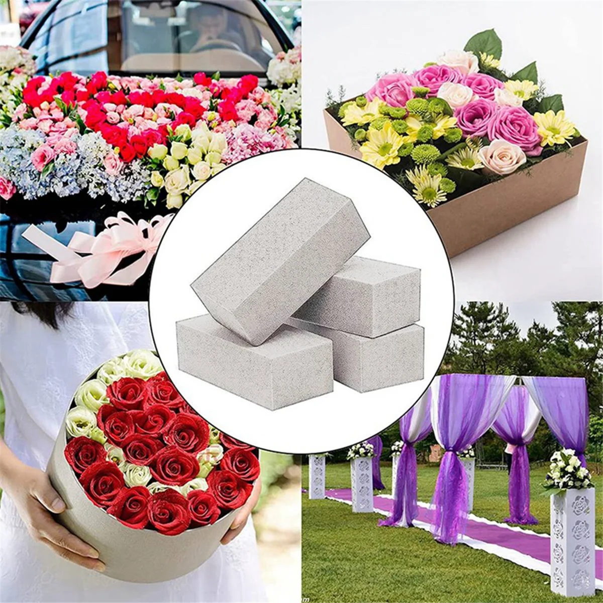 4Pcs Dry Floral Foam for Artificial Flowers Wet Floral Foam Bricks Grey Florist Blocks for Flower Arrangement
