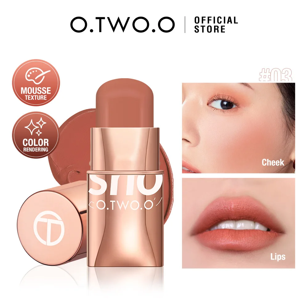 Waterproof Multifunctional Lipstick Blush 3 in 1 Creamy Smooth Lightweight Longwear Makeup Stick for Cheeks Lips