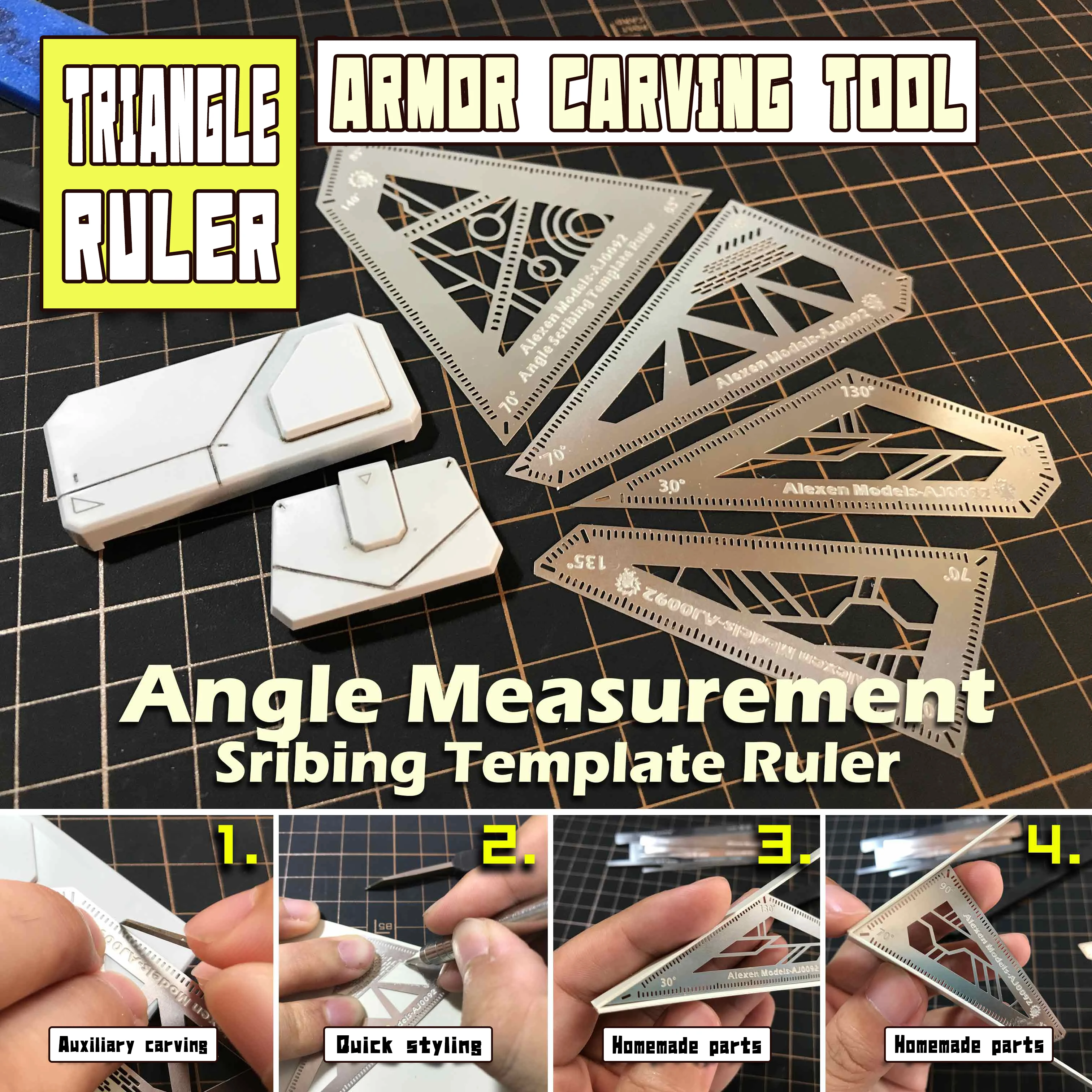 Scale model kit making tools scribing template carving Engraving tools Angle triangle For part detailed remodeling customization