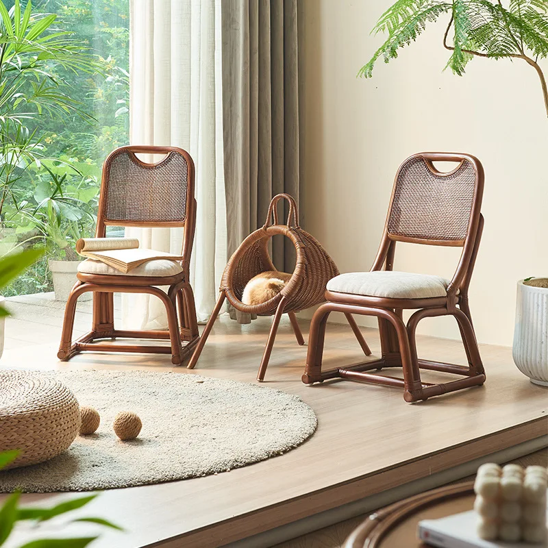 

Nordic Home Chair Full Plant Rattan Chair Bookshelf Balcony Three-piece Retro Style Homestay Living Room Sofa Chair