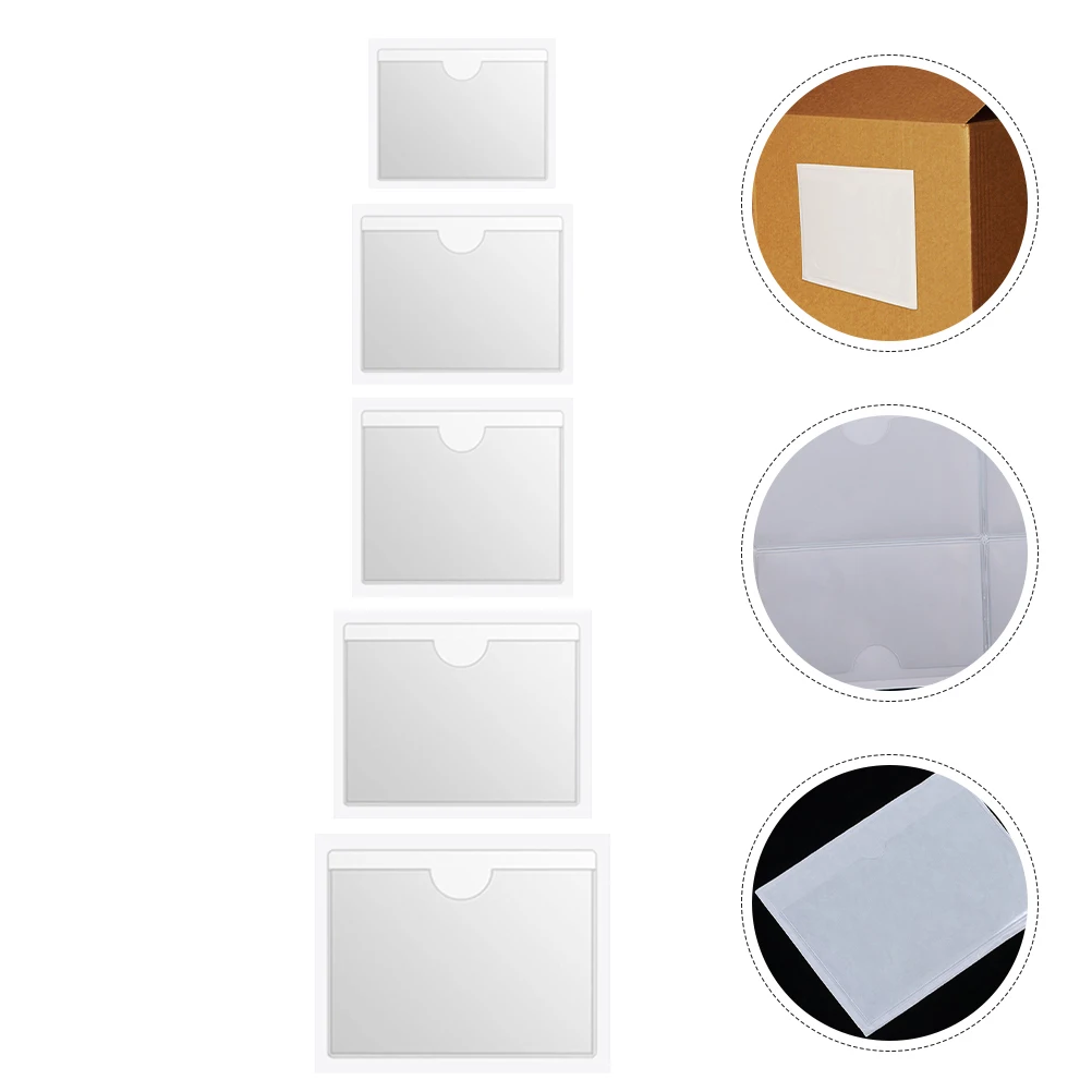 

50 Pcs Label Bag Clear Plastic Card Holder Self Adhesive PVC Index Pocket Sleeves for Business Cards Mailing Envelopes Storage