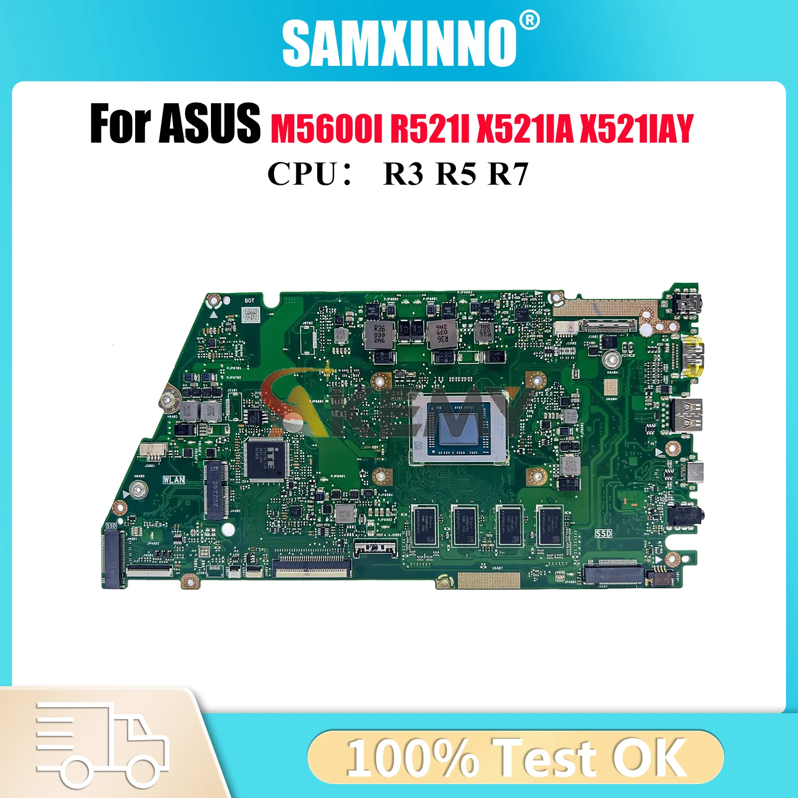 

X521IA Laptop Motherboard For ASUS VivoBook M5600I R521I X521IAY X521IA X521I Notebook Mainboard With R3 R5 R7 CPU 100% tests OK