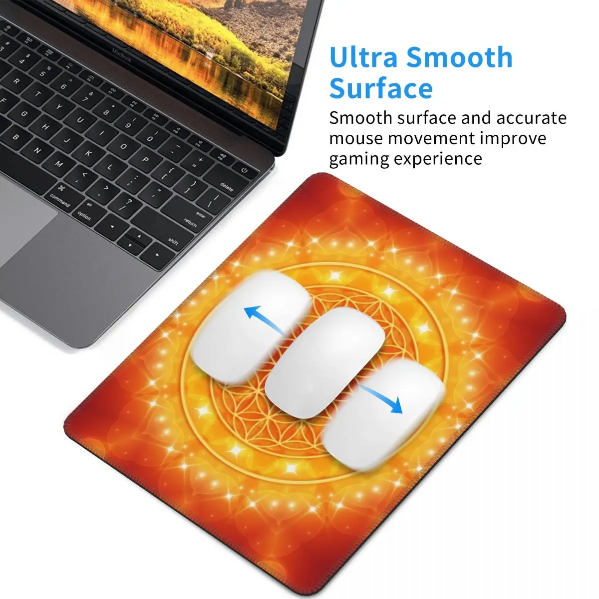 Flor da vida luz dourada computador mouse pad mousepad à prova dwaterproof água borracha geométrica mandala mouse esteira para gamer