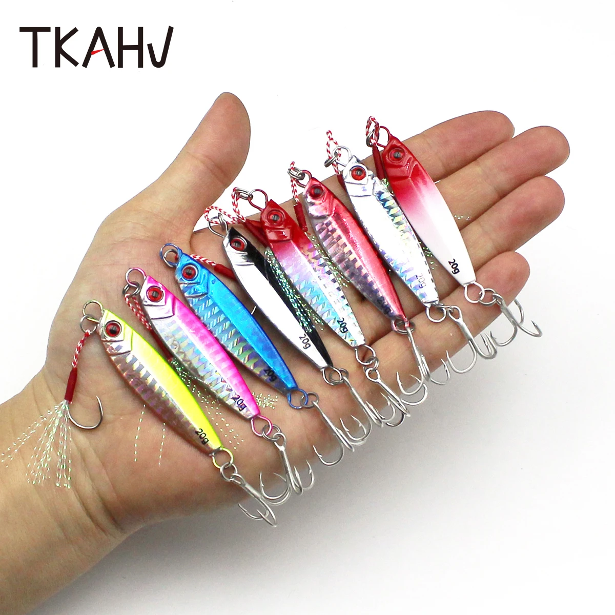 TKAHV 1 PC 7g 10g 15g 20g 30g Sequins Fishing Lure Metal Jig Spoon Bait Treble Hooks Trout Bass Artificial Spinner Drag Casting