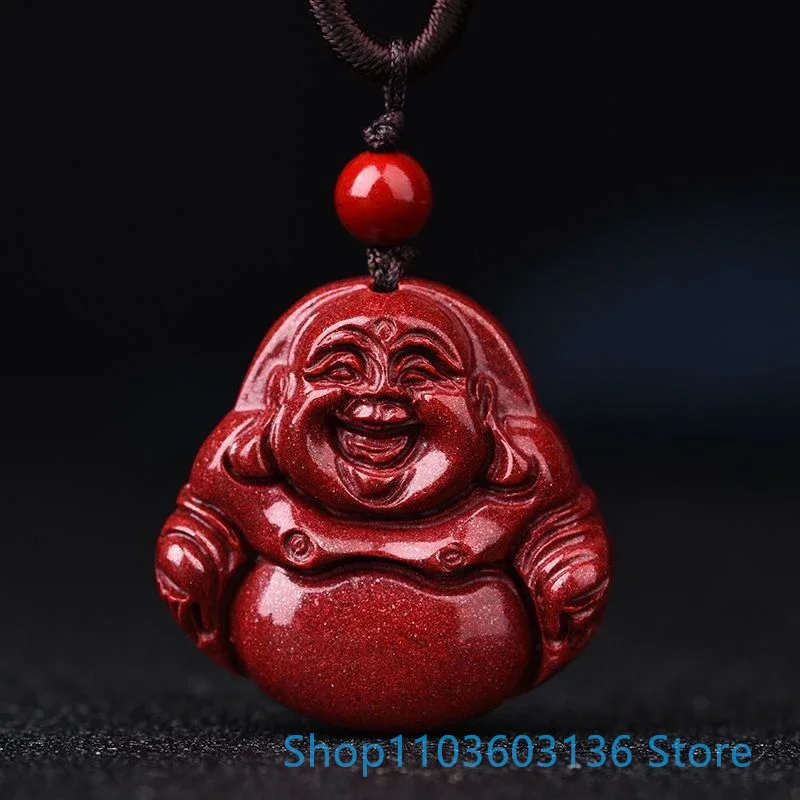 

High-content Belly Maitreya Buddha Smiling Buddha Pendant Pure Natural Cinnabar Emperor Cinnabar Necklace Pendant