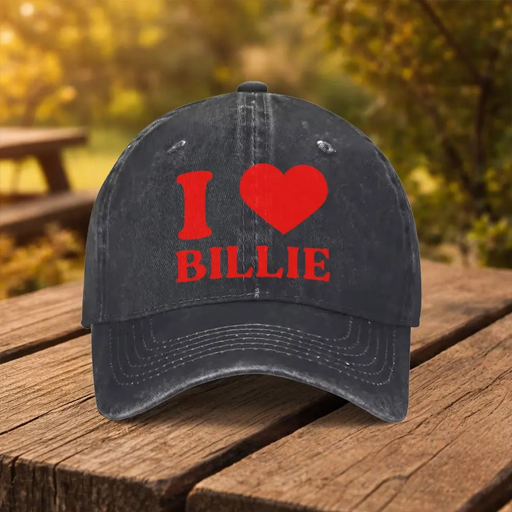 I Love Billie Print Baseball Cap Unisex Fashion Duck Tongue Hat Suitable for Outdoor Sports Fitness Travel Outings Multiple Colo