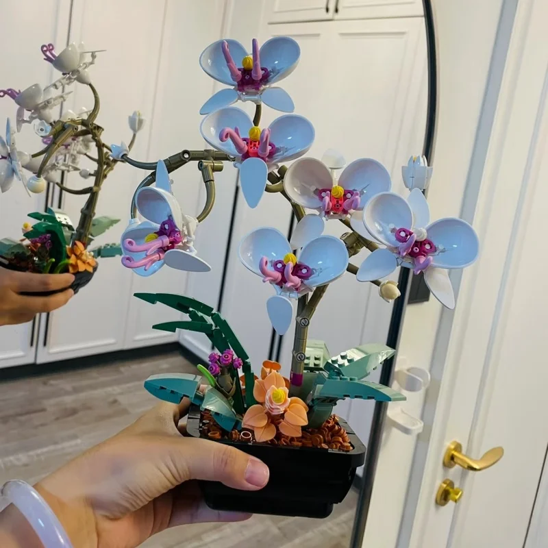 JAKI Bausteine Blume Phalaenopsis Blumenstrauß Bonsai Montieren Spielzeug, um Geschenke zu senden Topfblumen dekorativ