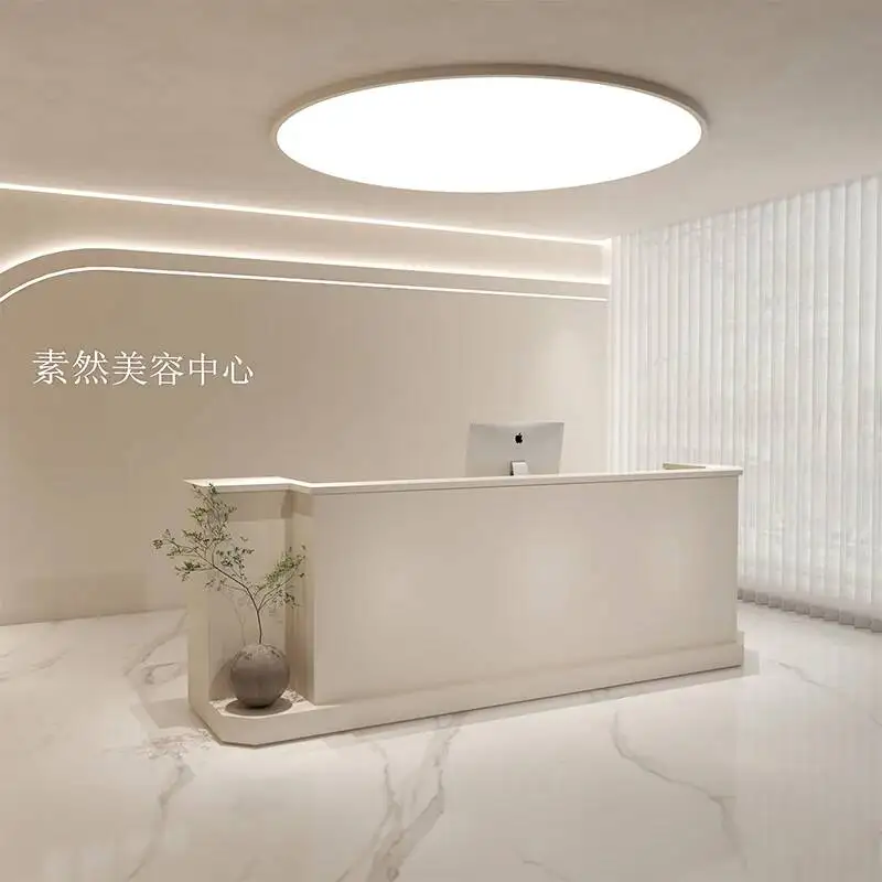 

Белые элитные стойки ресепшн для салонов красоты, роскошные стойки обслуживания, элегантные офисные мебельные стойки для кассы