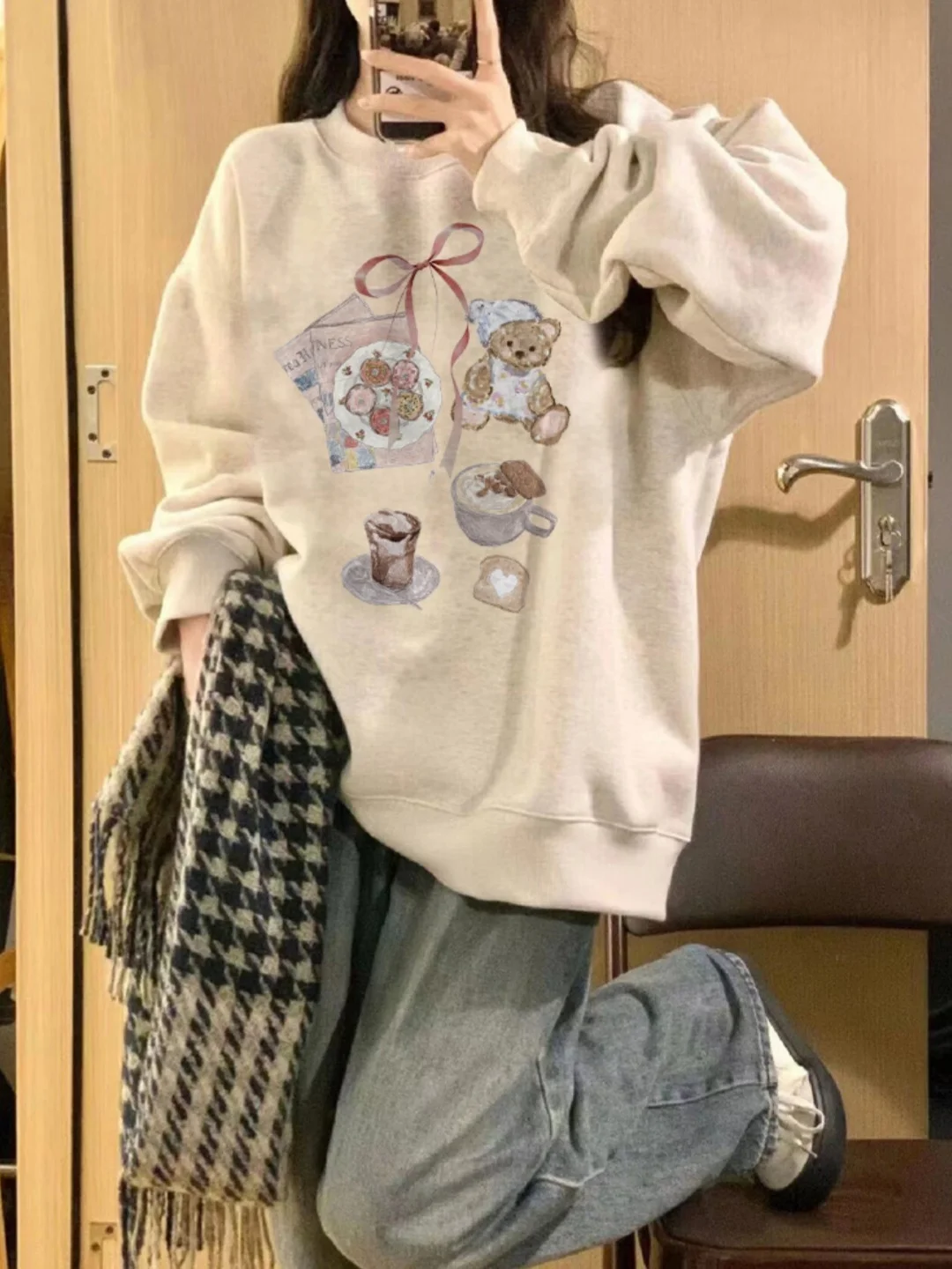 

Heavyweight American Retro Crew Ne Sweatirt Women's New ular Loose Lazy Sle Overhead Trendy Brand Top