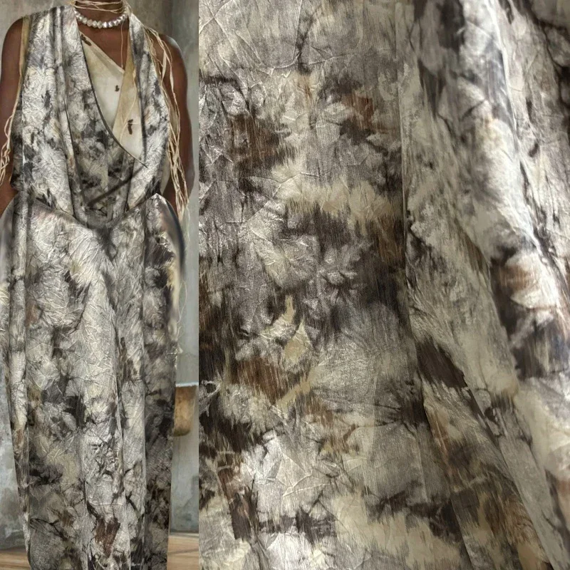 Dry Wood Color Dark Color Bark Wrinkles Fuzzy Texture Fabric Soft Luster Dress Texture Jacket Designer Fashion Clothing Fabric