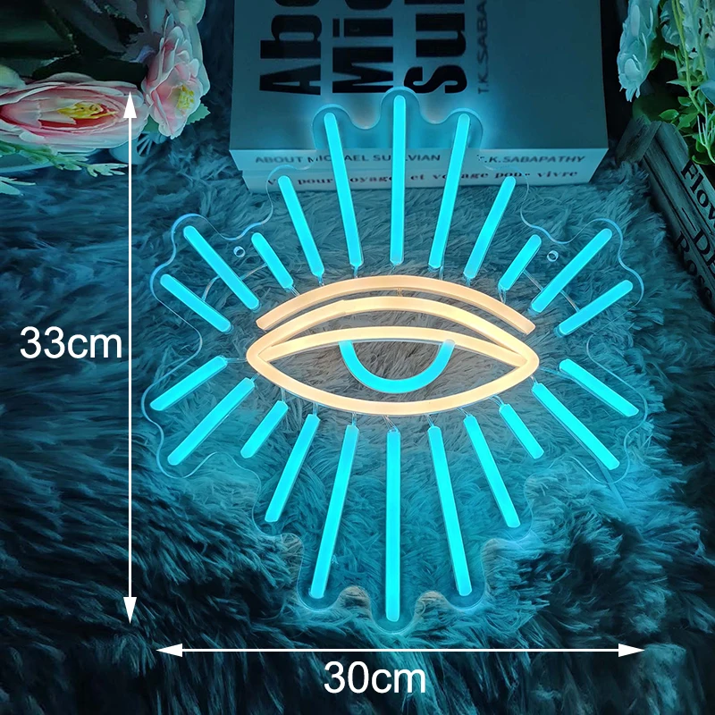 Imagem -03 - Led Eyes Modeling Neon Signs Light Plug Usb Logotipo do Negócio Custom Decor Lamp Sala de Jogos Parede Festa Clube