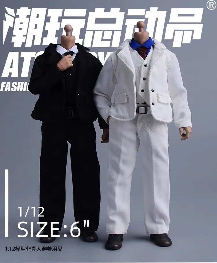 F 1/12 Male Soldier Suit Vest Pants Tie Shirt Clothes Model Toy Accessories Fit 6'' Action Figure Body In Stock