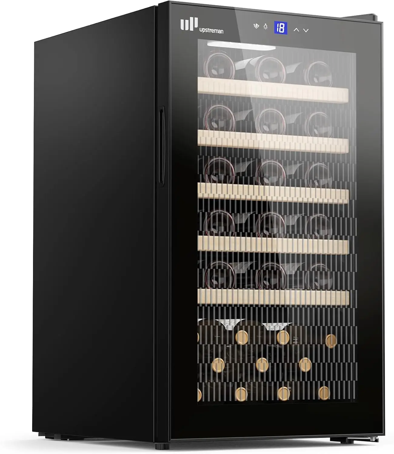 Wine Fridge 24/41Bottle, Full Glass Door Wine Cooler 5°- 20°C Adjustable, Built-in & Under-Counter Fit, Double Glazing, Touch