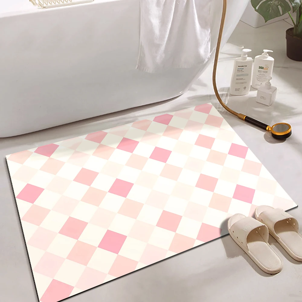 

Розовый клетчатый коврик для двери, входной коврик для батомы, диаметр грязи, полное покрытие, подставка для ног, грязеотталкивающий, для домашнего использования