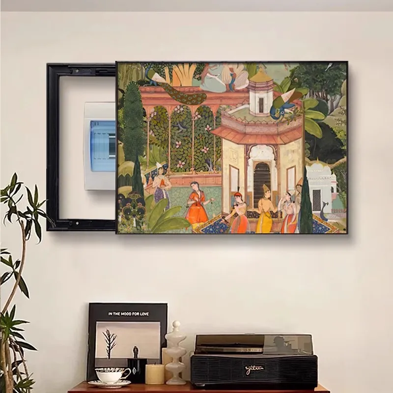 

Middle ancient style oil painting scenery electric meter box decoration painting electric box shielding switch box