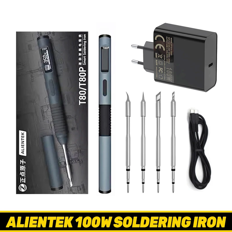 

ALIENTEK T80P Electric Soldering Iron 100W Adjustable Digital Display Automatic Sleep BGA Precision Soldering Iron Repair Tool