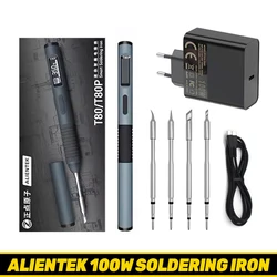 ALIENTEK T80P Elektrikli Havya 100 W Ayarlanabilir dijital ekran Otomatik Uyku BGA Hassas Havya Onarım Aracı