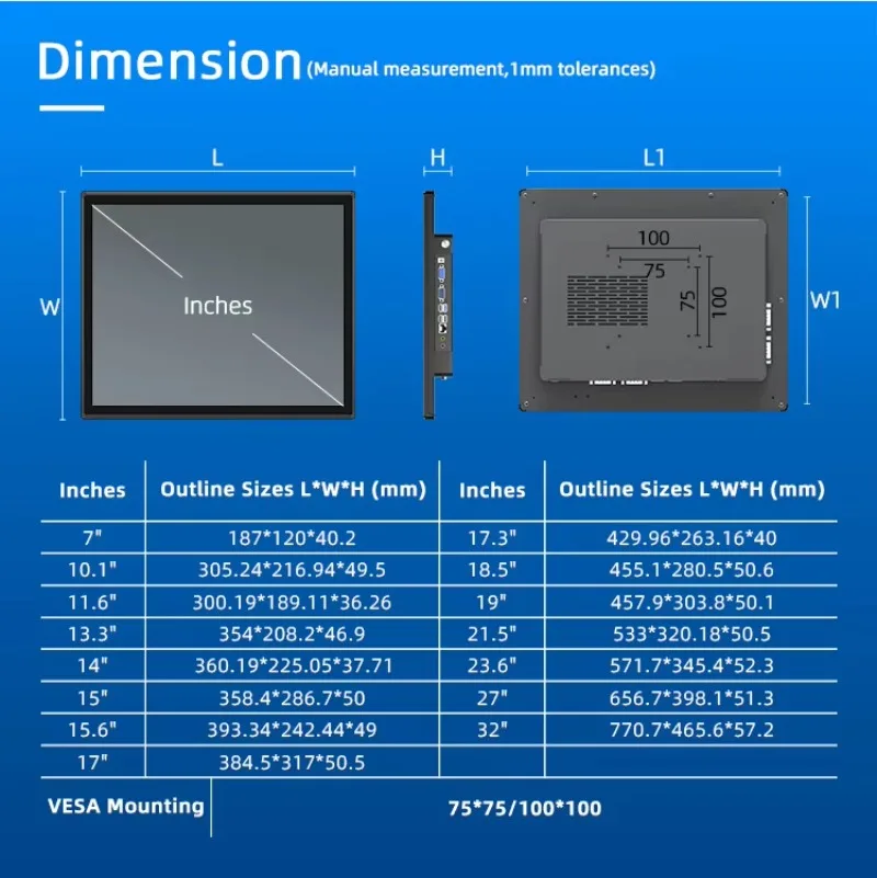 Marine Display Ship 10 13.3 15 17 19 Inch Industrial Rugged Waterproof Wall Embedded Mount LCD Capacitive Touch Screen