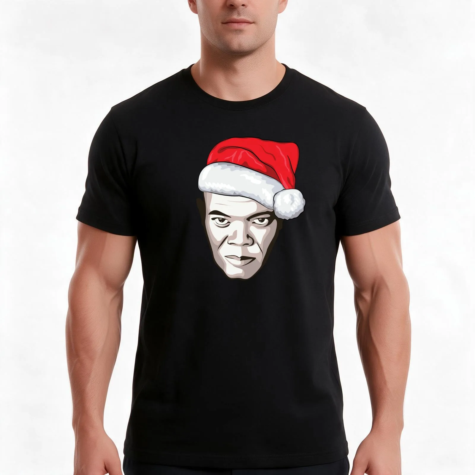 Samuel L. Jackson - Christmas T-Shirt, Summer Casual Cotton Tee, Oversized Streetwear Tops, Vintage Graphic Print, 100% Cotton