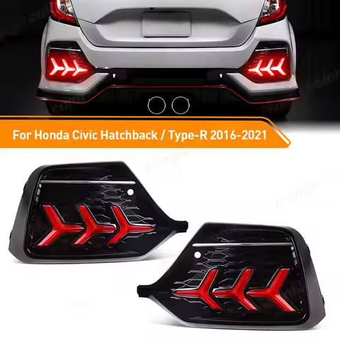 For Honda Civic Hatchback TYPE R 2016 2017 2018 2019 2020 Car Rear Bumper Reflector Lights Running Brake LED Dynamic Turn Signal