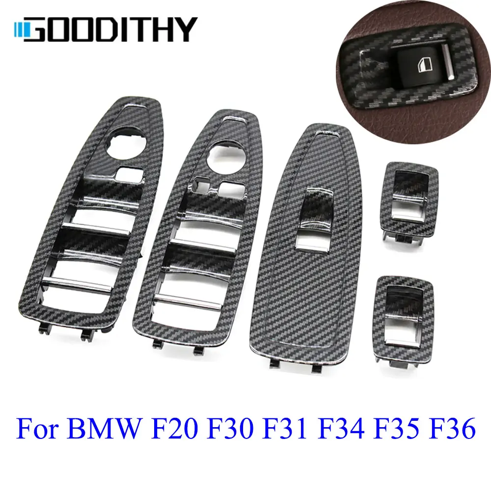 Carbon Fiber Door Window Lift Button Panel Power Window Cover Trim Replacement For BMW 1 3 4 Series F20 F30 F31 F34 F35 F36