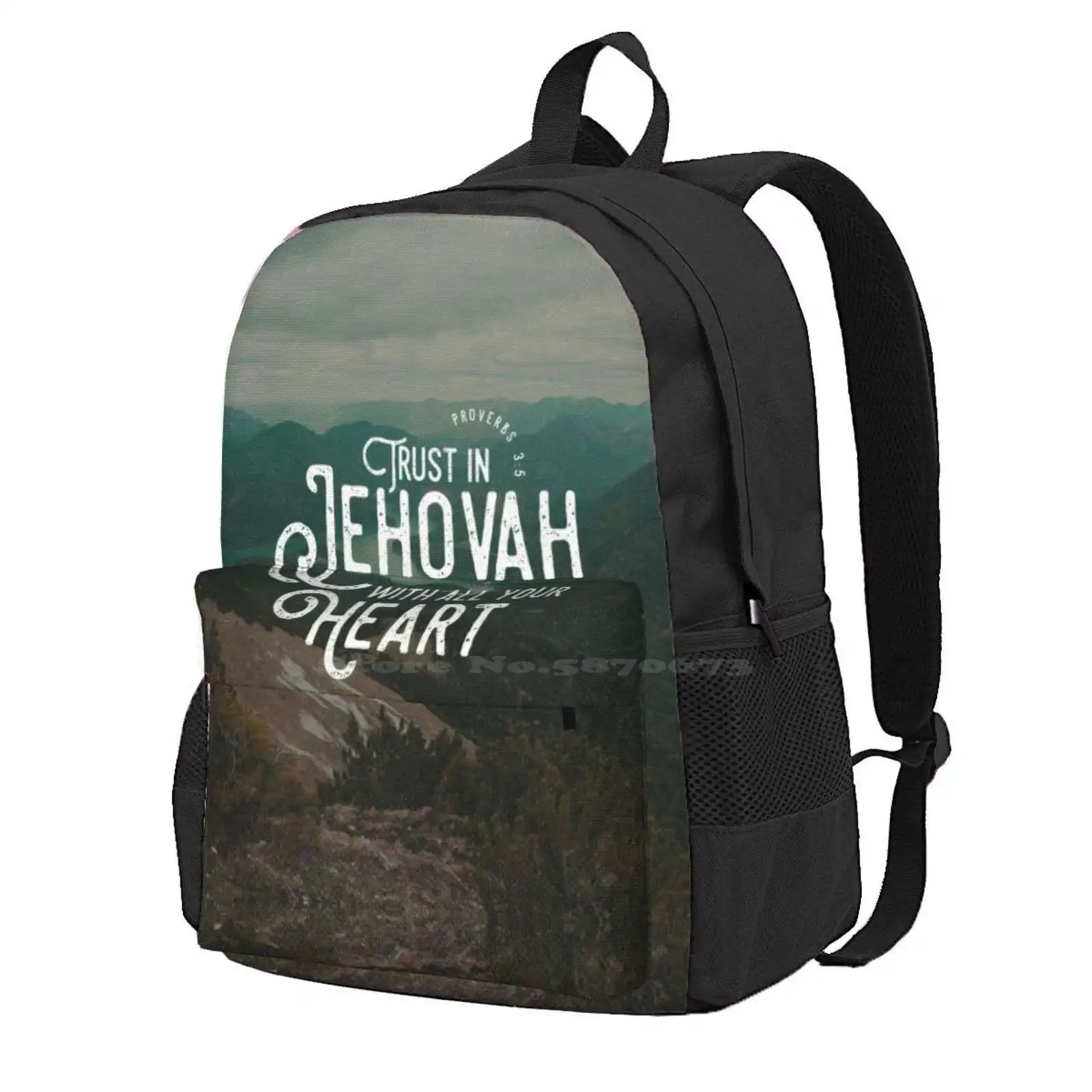 Proverbs 3:5 Hot Sale Schoolbag Backpack Fashion Bags Bible Verse Holy Scripture Jw Arts And Crafts Jw Pioneer Jw Artist Jw