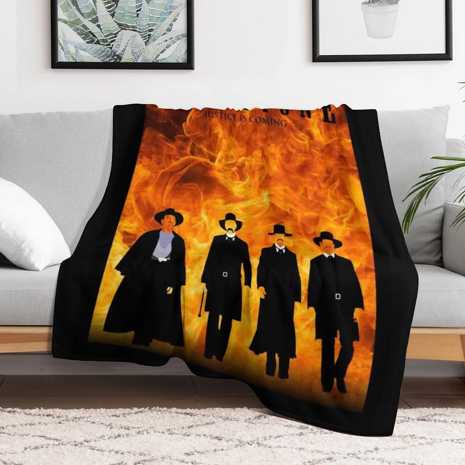 Tombstone: FIRE Throw Blanket Cute Plaid Decoratives Blankets