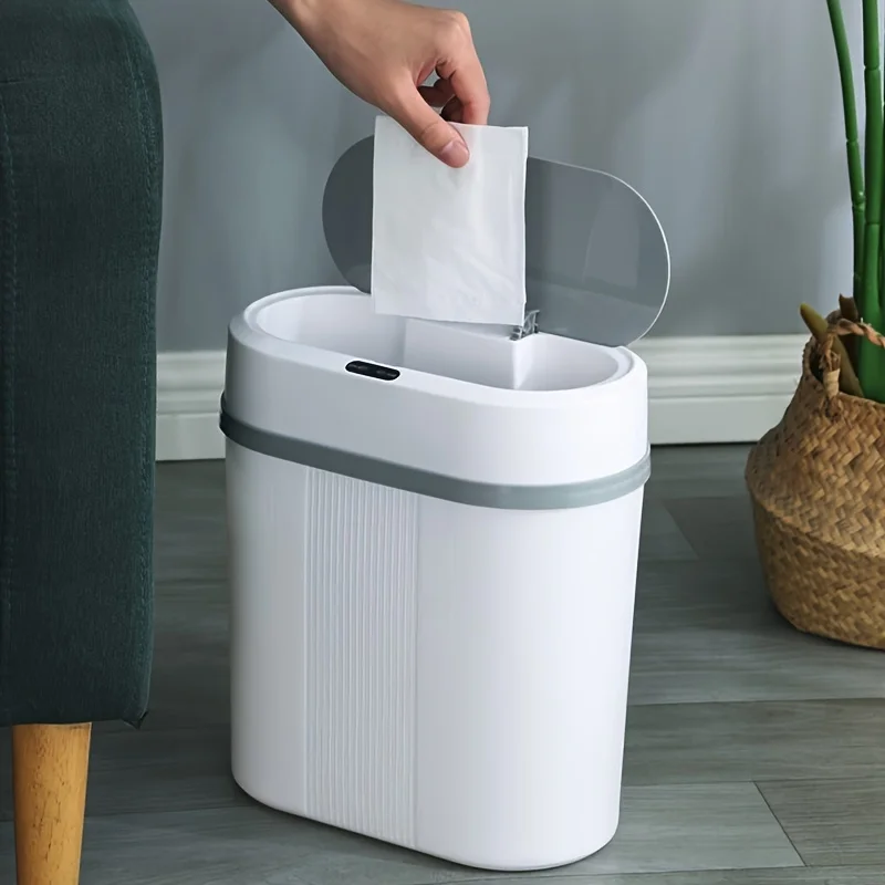 

Smart Touchless Trash Can - Electric Waterproof Narrow Small Garbage Bin for Kitchen, Office, Living Room, Toilet, Bedroom