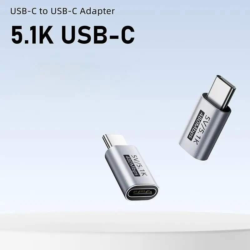 【C】USB-C 5.1K Resistor Charging Adapter Safe 5V Overvoltage Protection Aluminum Alloy Type C Connector For Small Smart Gadgets