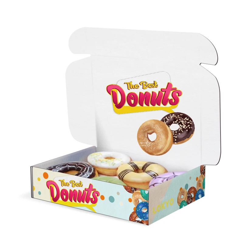 custom.LOKYO Food Grade 1 Piece Folding Custom Designs Dessert Packaging Donut Brownies Paper Box