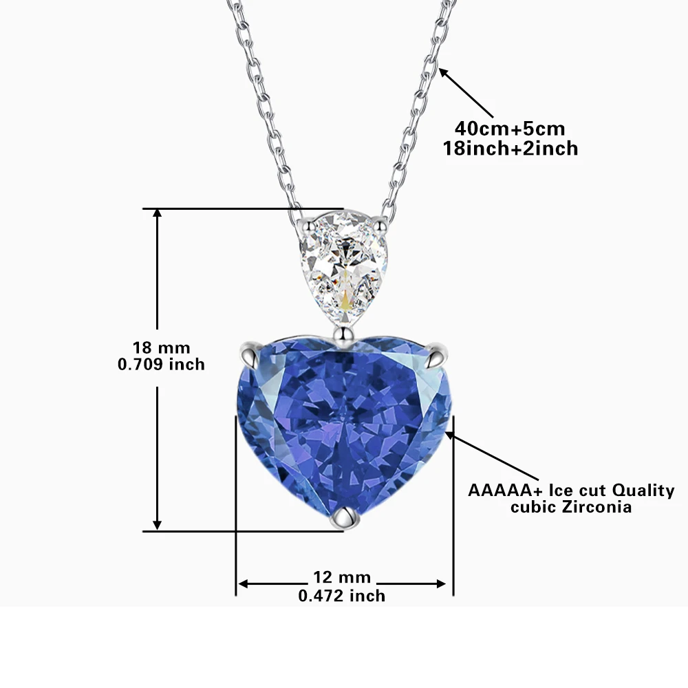 heart-shaped royal blue High quality Zircon Ice Flower Sparkle Cut Fine quality Sterling silver S925 Platinum plated and golden