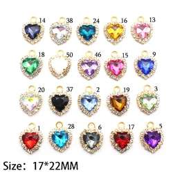 10Pcs 17*22MM Metal Heart Rhinestones Acrylic Sewing Accessories DIY Clothing Hair Accessories Decorative Jewelry