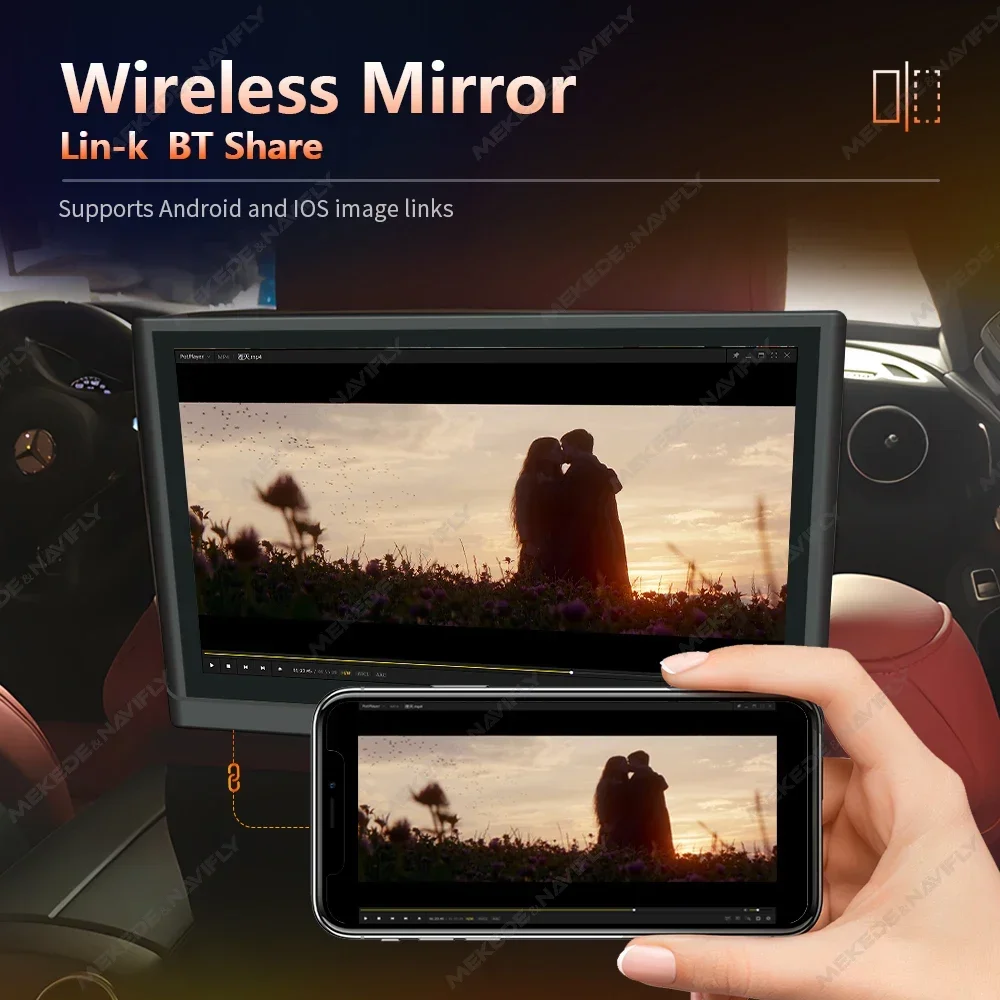 نظام أندرويد 8Core 2G + 32G مسند رأس السيارة شاشة تعمل باللمس مراقب المقعد الخلفي لاعب دعم HDMI AV USB مرآة ربط عرض FM ستيريو