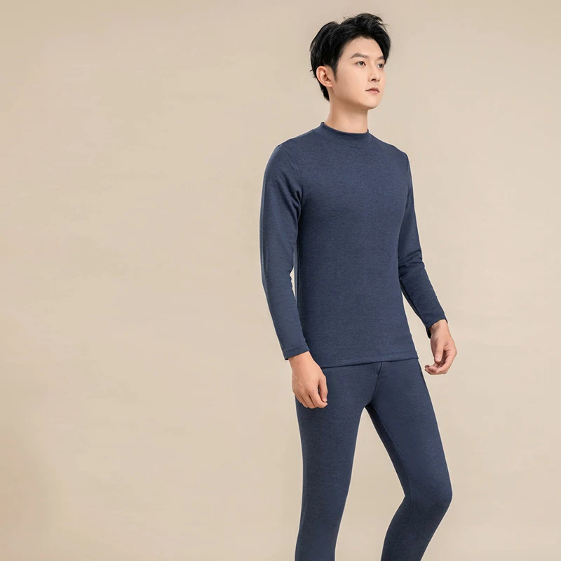 Prayger Winter Men Thermal Underwear Turtle Neck Warm Body Long Jhons AB Side Tops Buttoms Set