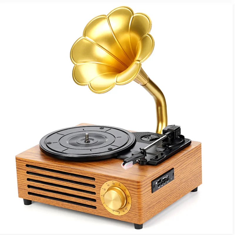 USB Retro Vinyl Record Player Loud Speaker Phonograph Vintage Wood Gramophone