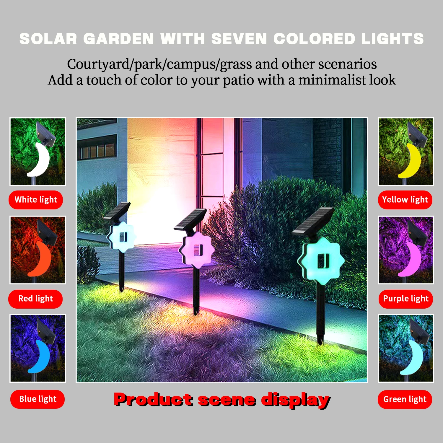 Led Solar Outdoor Lights Garden Decoration Lamp Waterproof RGB Lawn Light Courtyard For Walkway Path Landscape Moon Star Lamps