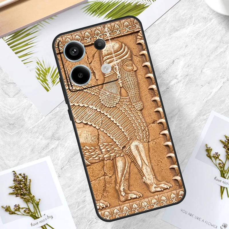 Assyrian Statue lamassu Art Case For Xiaomi Redmi Note 13 Pro 12 11 10 9 9S 10S 11S 12S Cover For Redmi 12C 9C 10C 13C