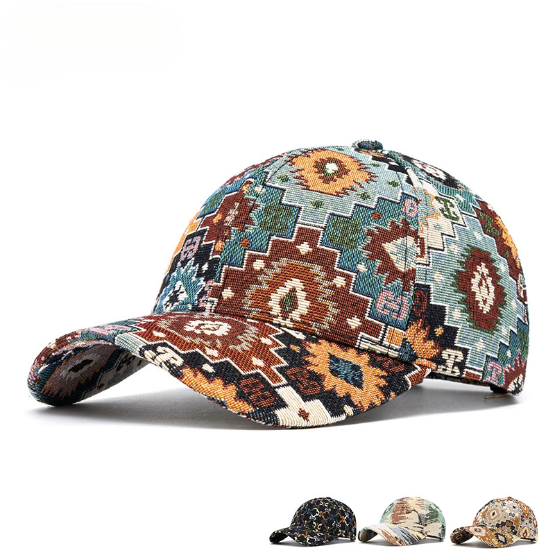 

Western Jacquard Adjustable Women Baseball Cap Fashion Sunlight Bowler hat for Mens