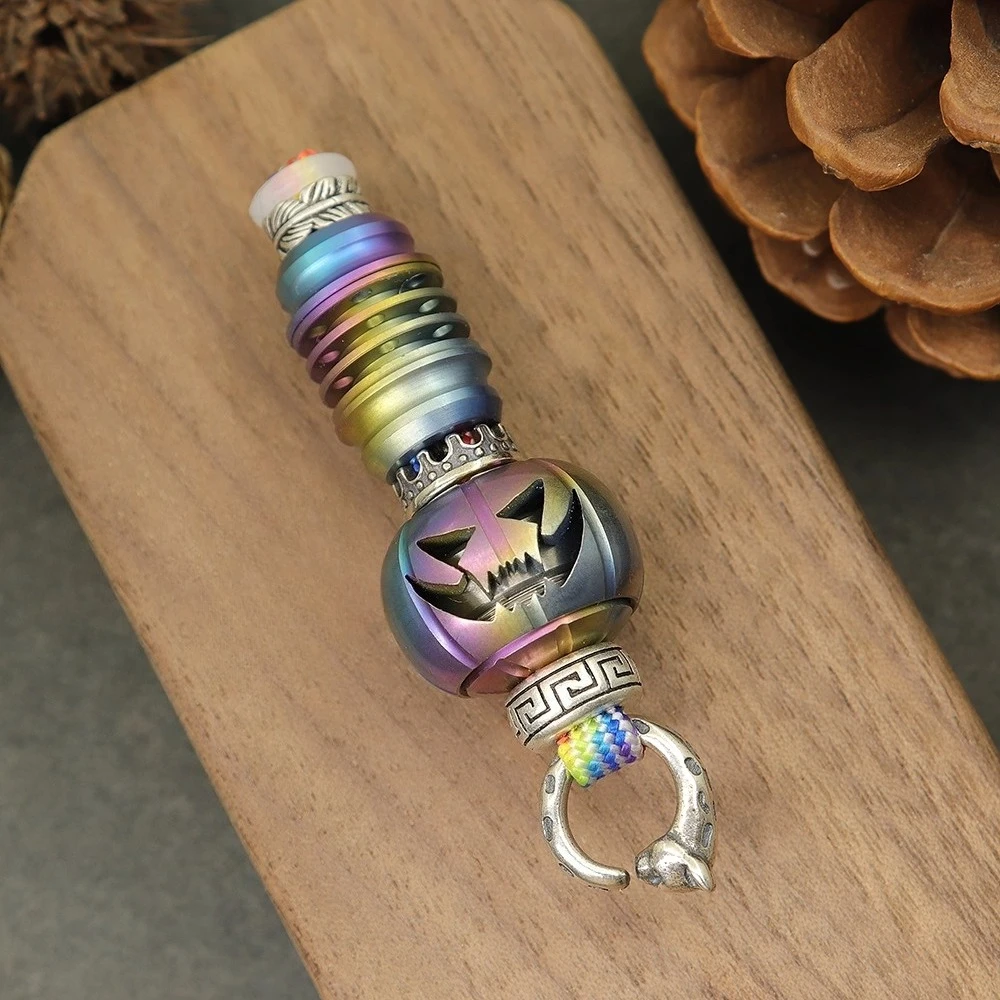 Pumpkin EDC Handmade Woven Pendant Fingertip Push Card Pendant EDC Stress Relief Toy